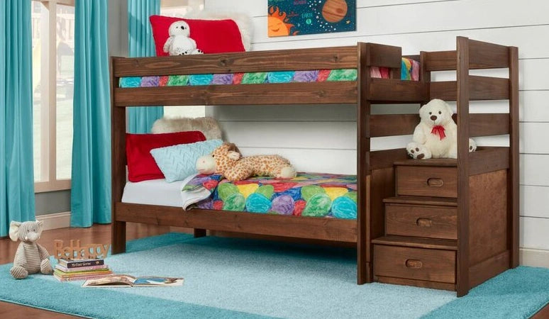 Chestnut Twin/Twin Stair Step Bunked Steps