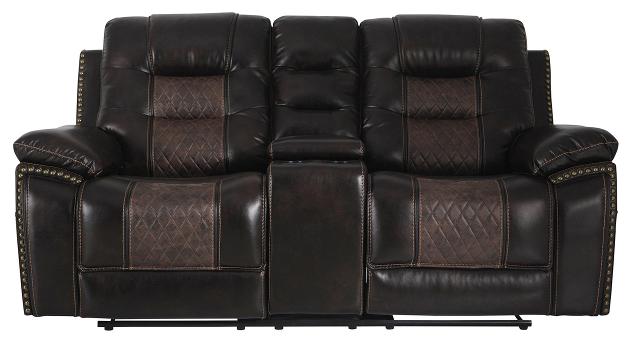 Commander Brown Rec Gliding Loveseat