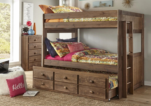 Chestnut Full/Full Complete Bunkbed W/Trundle