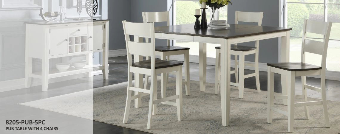 Grey & White Pub Table & 4 Chairs