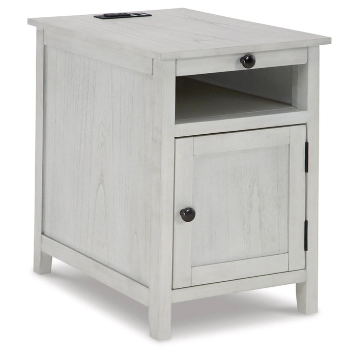 Claypool White Chairside Table W/ Usb Ports