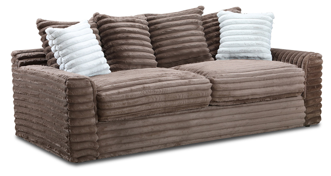 Jenna Chocolate Sofa W/Fog & Chocolate Throw Pillows