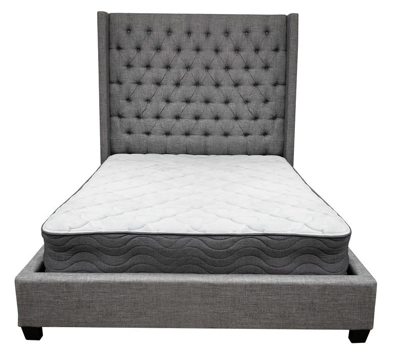 Queen Size Warren Grey Upholstered Headboard & Footboard & 4 Slats