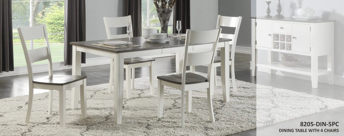 Grey & White Dining Table & 4 Chairs