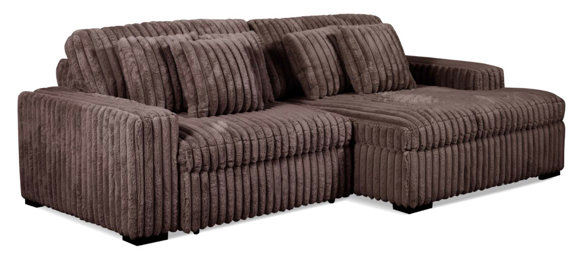 Presley Chocolate 2pc Power Slider Chaise Sectional