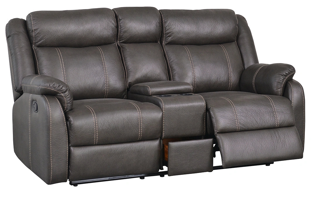 Gin Rummy Charcoal Reclining Console Loveseat