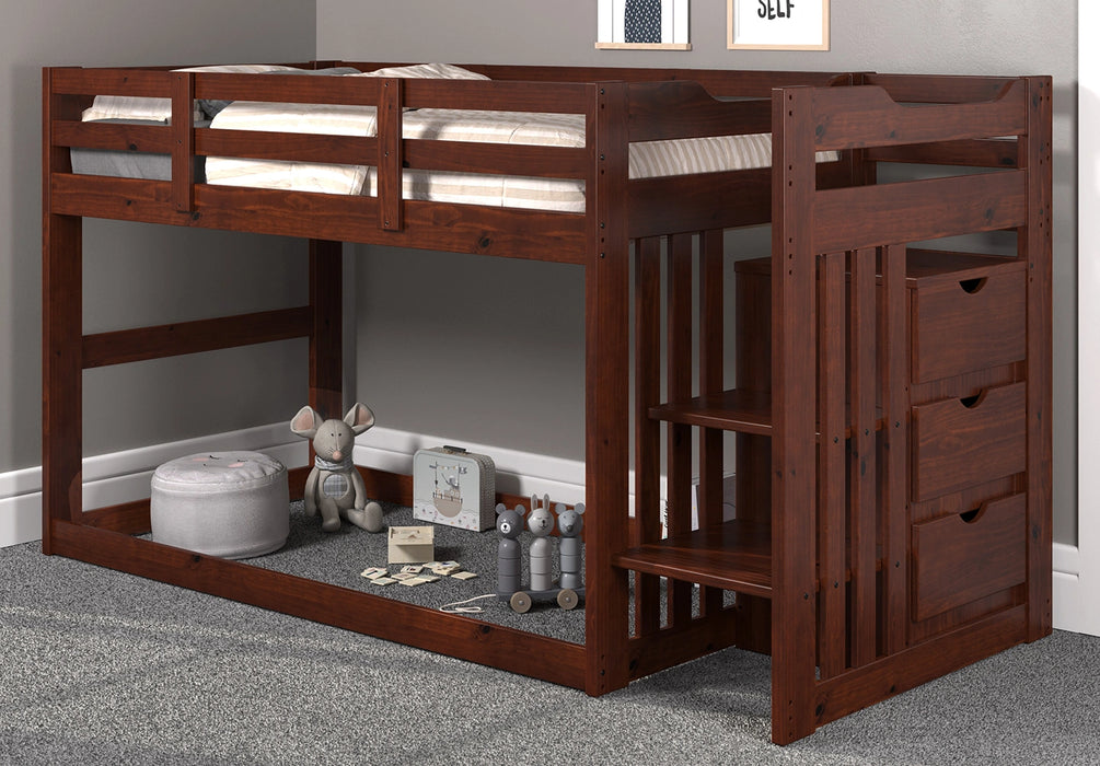 Chocolate Twin/Twin Stair Bunk Lowloft