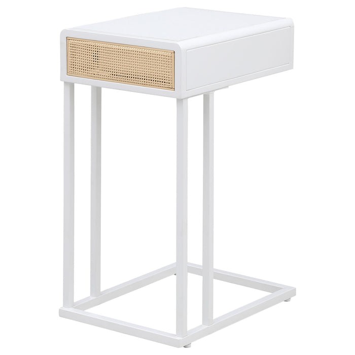 Amherst 1-drawer Radio Weave Cane Metal Side Table