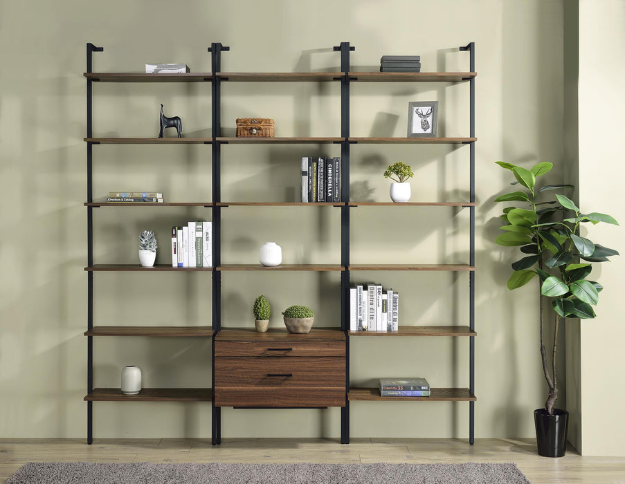 Owens 3-piece 96-inch Wall Mounted Bookshelf Set Walnut