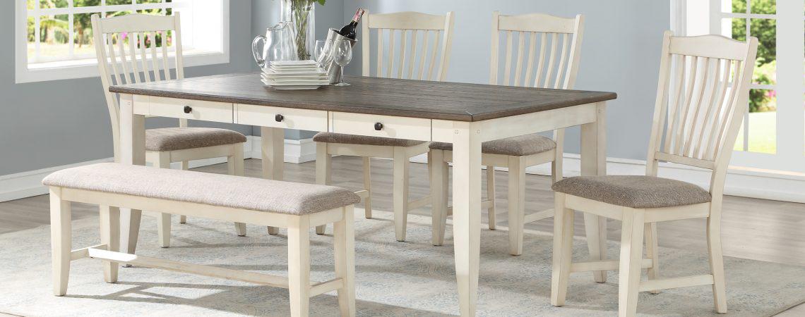 Lakewood Gray/White Dining Table, 4 Chairs & Bench image