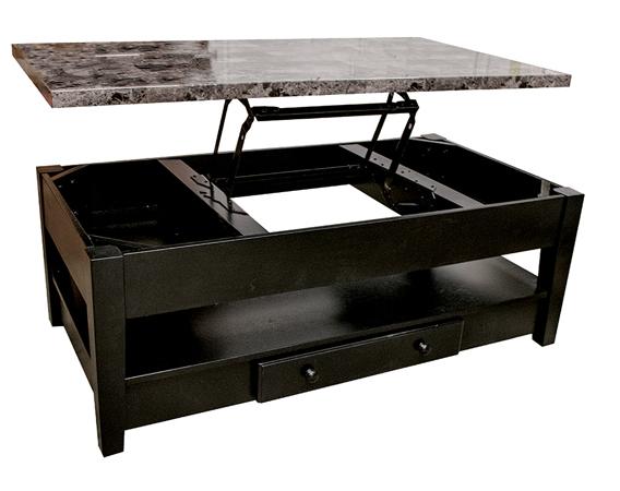 Black Faux Marble Lift Top Cocktail Table image