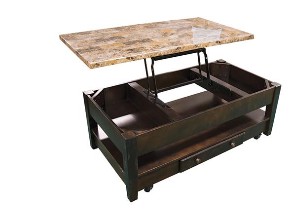 Breccia Faux Marble Lift Top Cocktail Table image