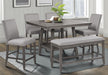 Seneca Gray Counter Height Table, 4 Chairs, & Bench image