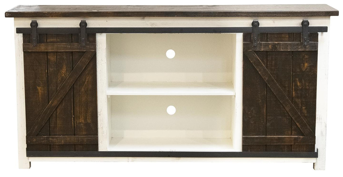 Rodeo White 70In Tv Console W/Sliding Barn Door
