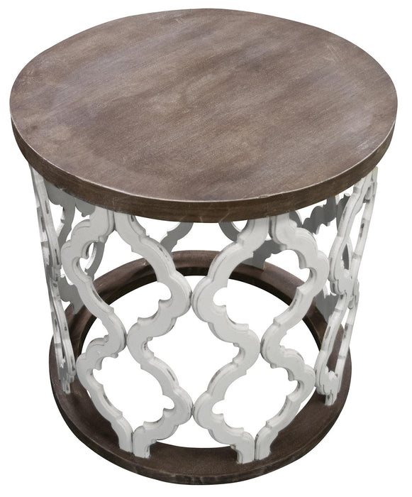 Nero White/Ash Brocade Round End Table image