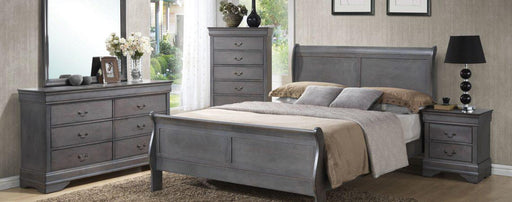 Louis Philippe Grey Queen Bed, Dresser, Mirror image