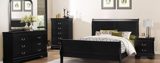 Louis Philippe Ebony Queen Bed, Dresser, Mirror image