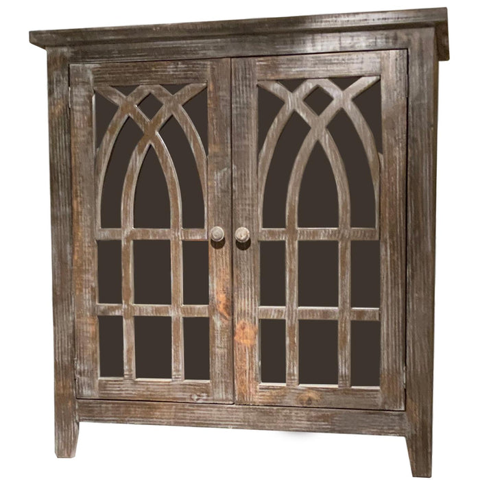 Barnwood Console Cathedral 2 Door W/Glass image