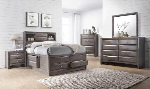 Emily Grey Queen Storage Bed, Dresser,Mirror image