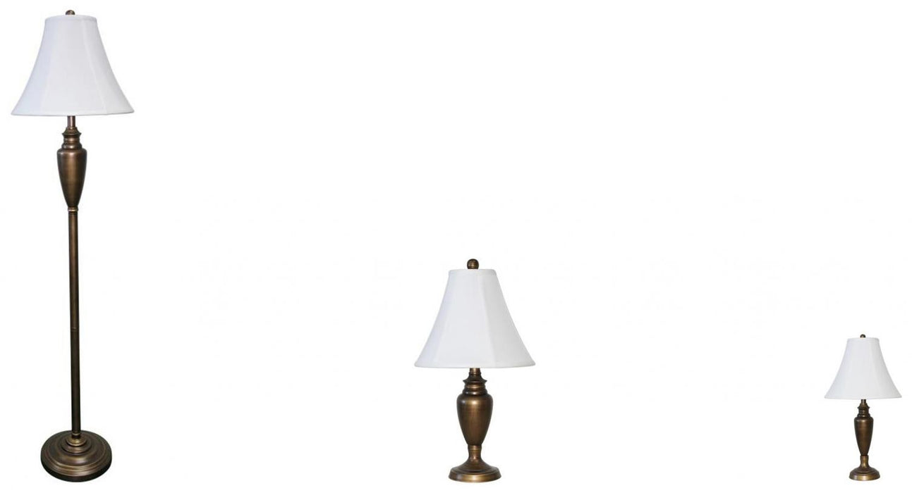 Bronze Metal Floor & Table Lamps 4Pc Set image