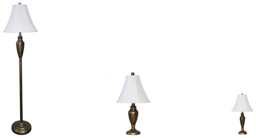 Bronze Metal Floor & Table Lamps 4Pc Set image