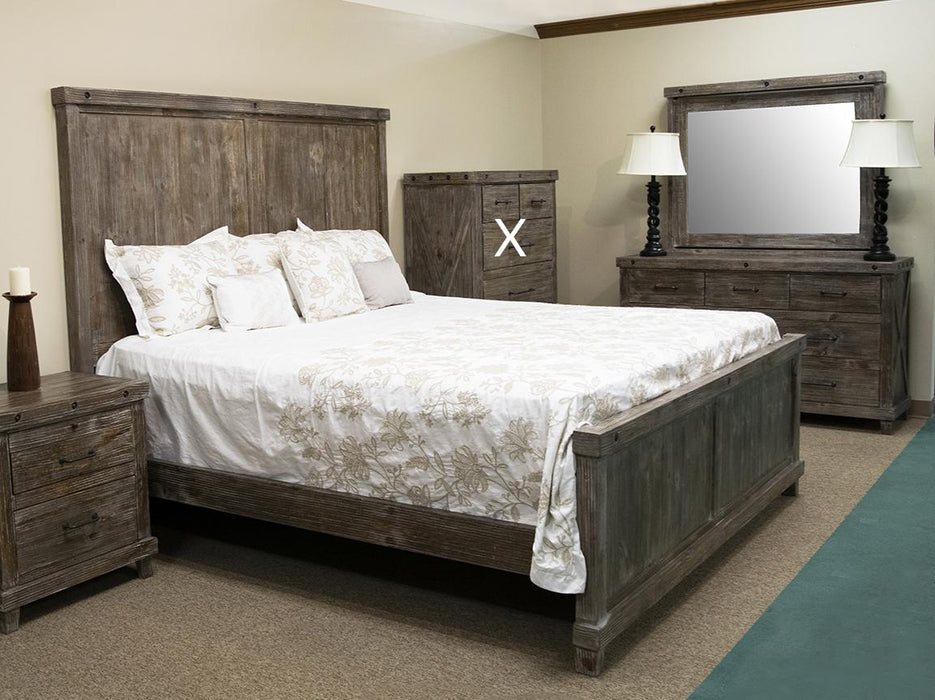 Industrial Barnwood Queen Bed, Dresser, Mirror image