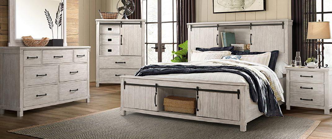 Scott White Queen Bed, Dresser, Mirror image