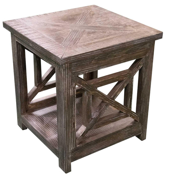 Barnwood X Squared End Table image