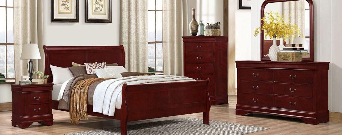 Louis Philippe Martini Cherry Queen Bed, Dresser, Mirror