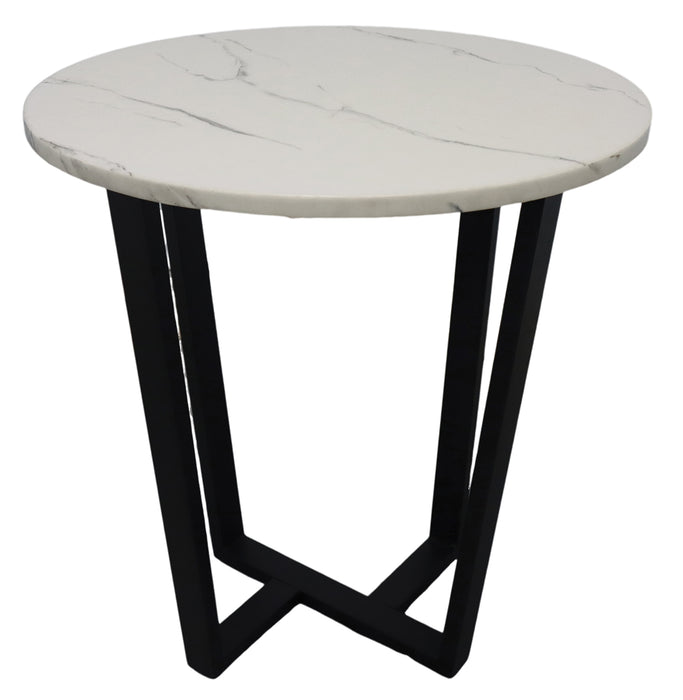 End Table Fuji Whitemarble/Blk Metal Legs