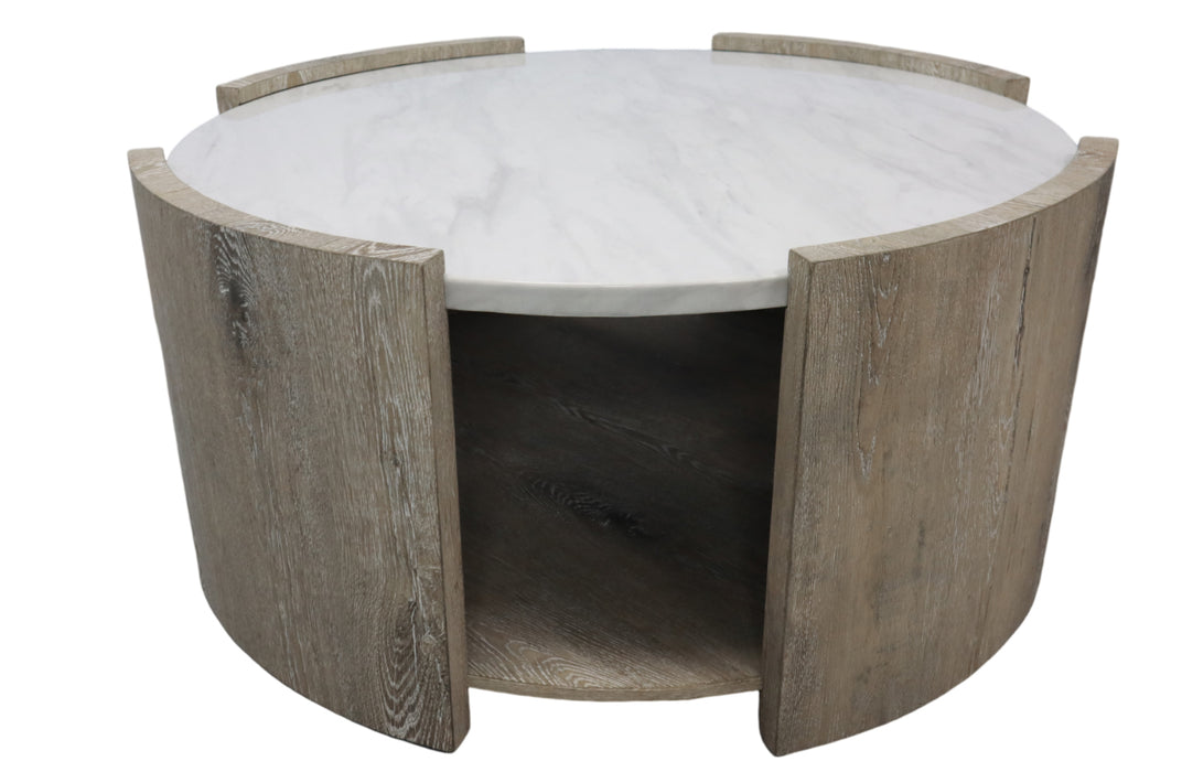 Rainier Wh/Brn Cocktail Table W/Lower Shelf Rainier Wh/Brn
