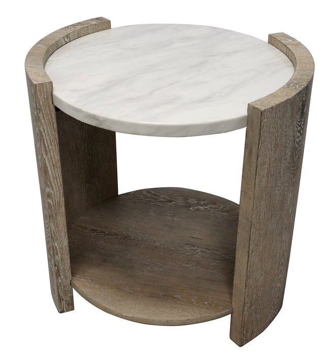 Rainier Wh/Brn End Table W/Lower Shelf
