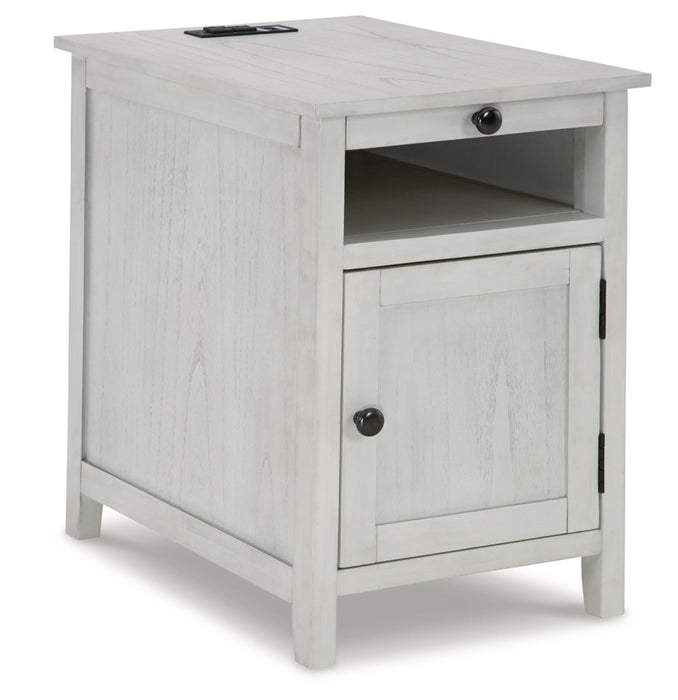 Claypool White Chairside Table W/ Usb Ports