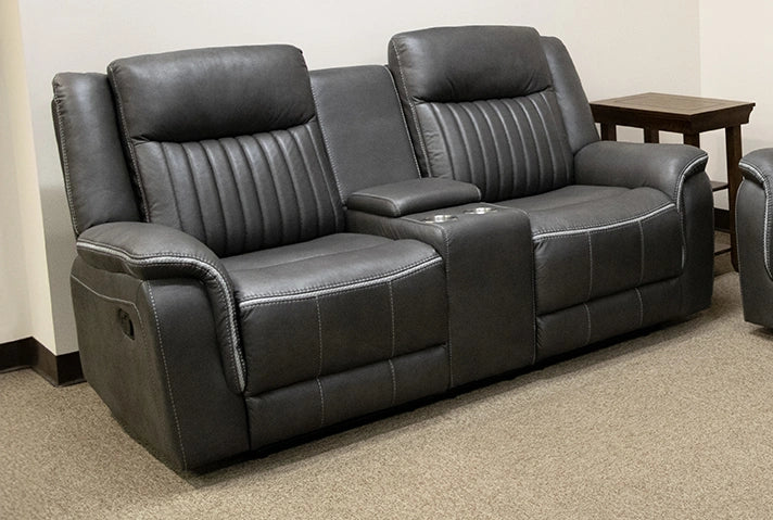Eclipse Charcoal Reclining Loveseat W/ Console