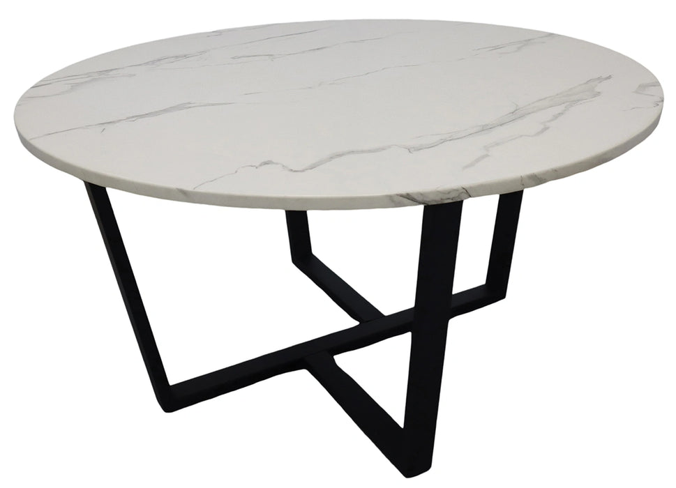 Fuji Whitemarble/Blk Metal Legs Coffee Table
