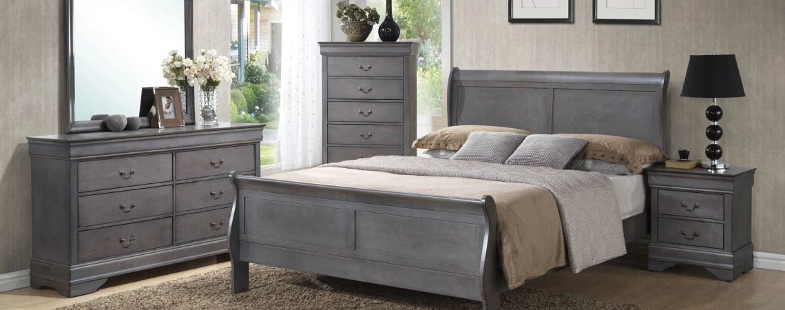 Louis Philippe Grey Twin Bed