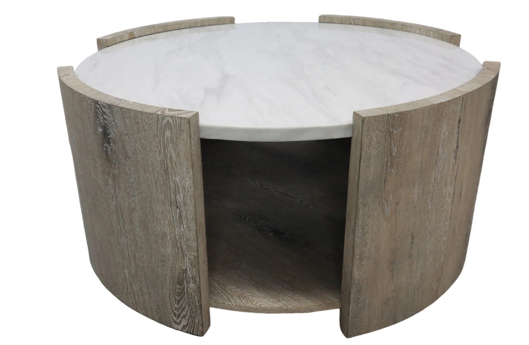 Rainier Wh/Brn Cocktail Table W/Lower Shelf Rainier Wh/Brn