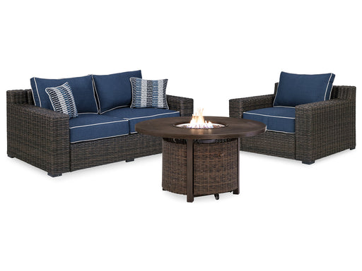 Grasson Lane Grasson Lane Nuvella Loveseat and 2 Lounge Chairs with Fire Pit Table image